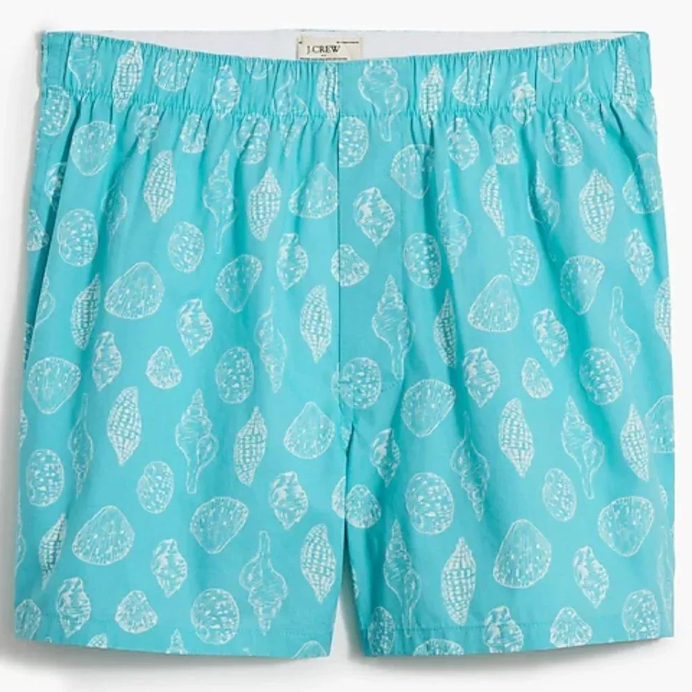 J Crew Men's Boxers Short Sea Shells Graphic Cotton Woven